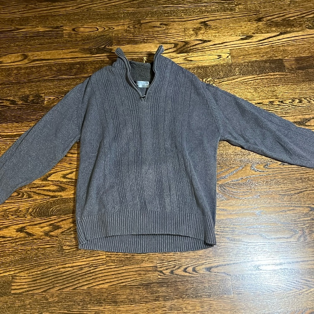 Oscar De La Renta Gray 1/4 Zip Ribbed Pullover Sweater Men's size XL